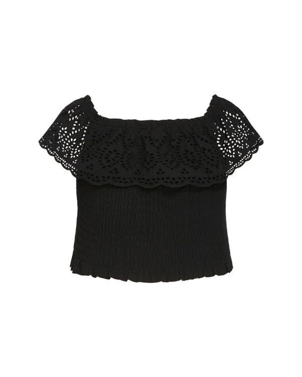 City Chic Black Jayde Eyelet Overlay Top