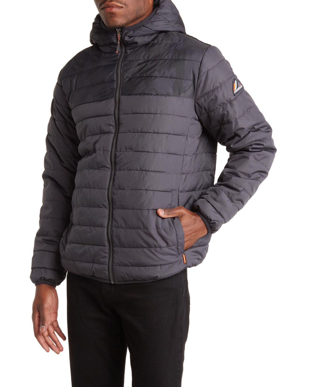 Hawke & Co. Faux Shearling Lined Puffer Jacket In Anthracite/black At