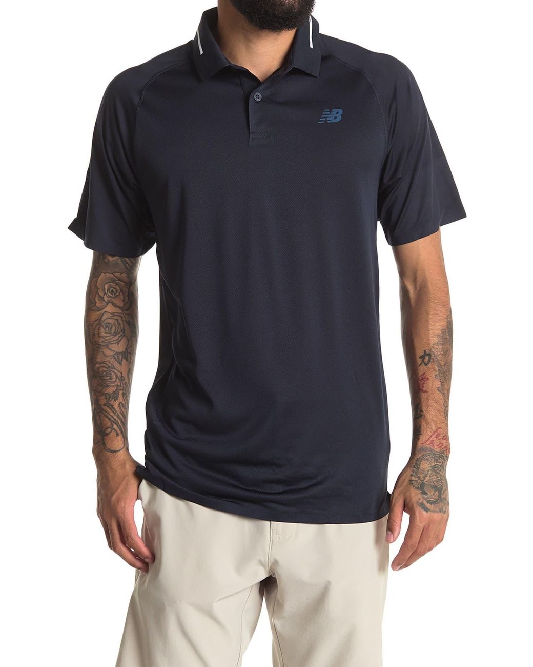 New Balance Tournament Short Sleeve Polo Shirt in Black for Men - Lyst