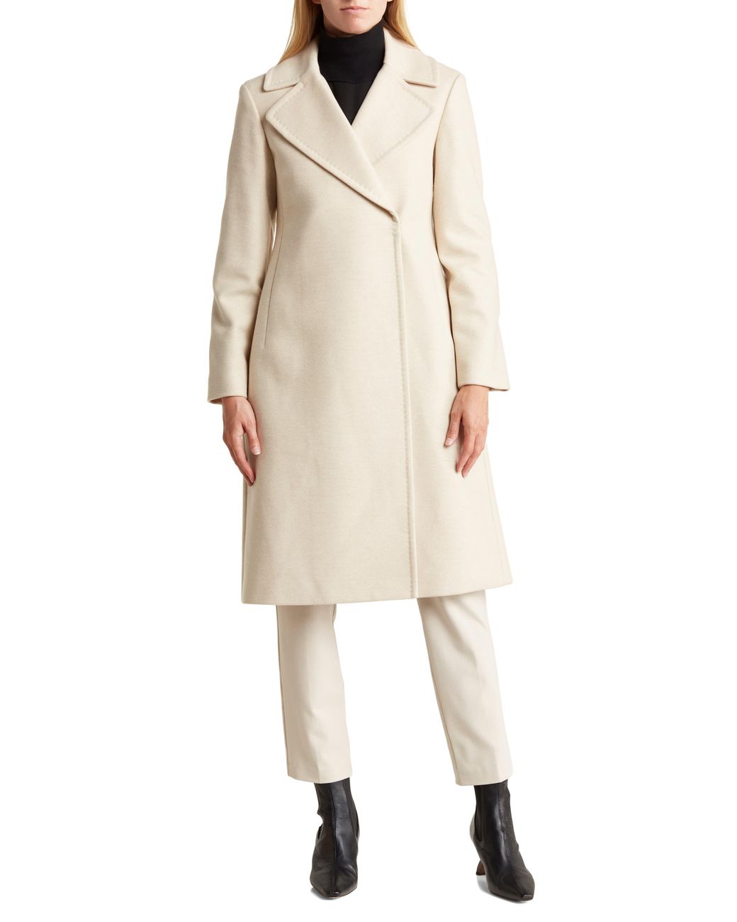 Theory Recycled Wool Blend Coat At Nordstrom Rack in Natural | Lyst