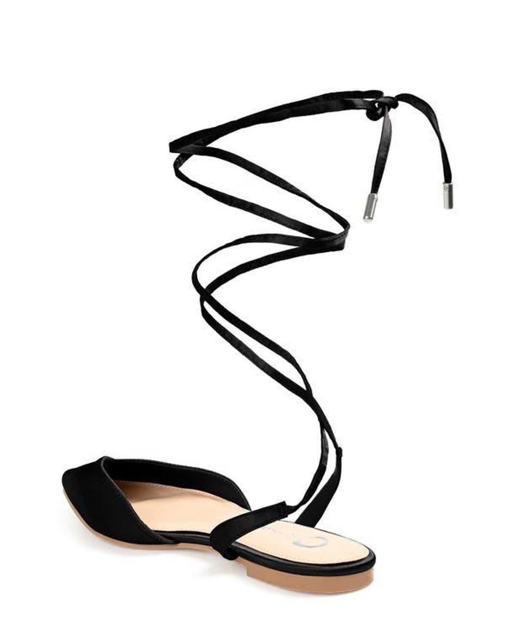 Journee Collection Black Lace-Up Pointed-Toe Flat