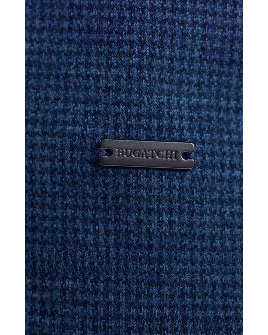 Bugatchi Blue Houndstooth Patern Quarter Zip Top for men