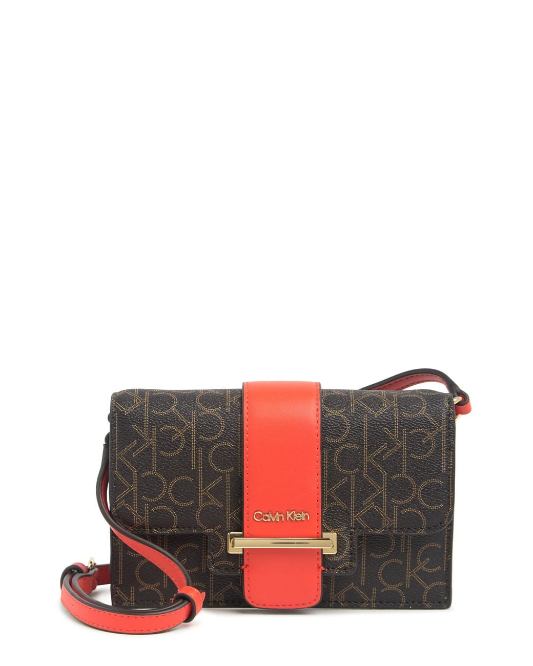 Logo Print Crossbody Bag In Fiery Oran 