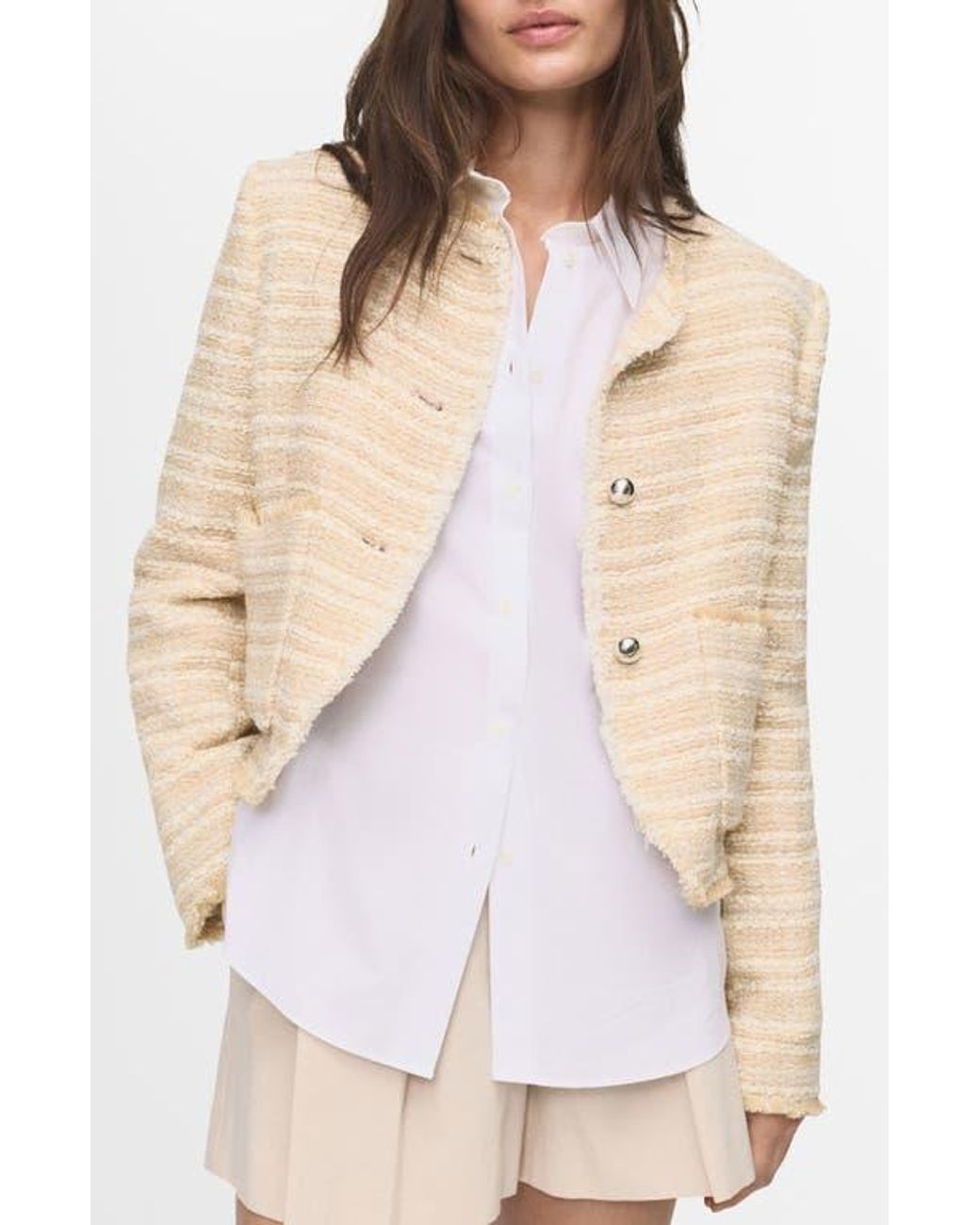 Tweed Modi Jacket Mango Tweed Jacket in White | Lyst