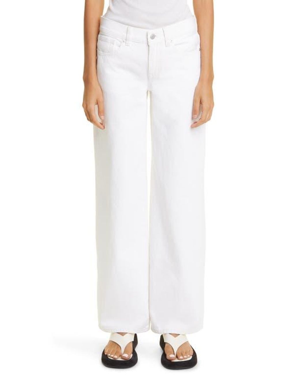 Madewell Low Rise Super Wide Leg Jeans in White | Lyst