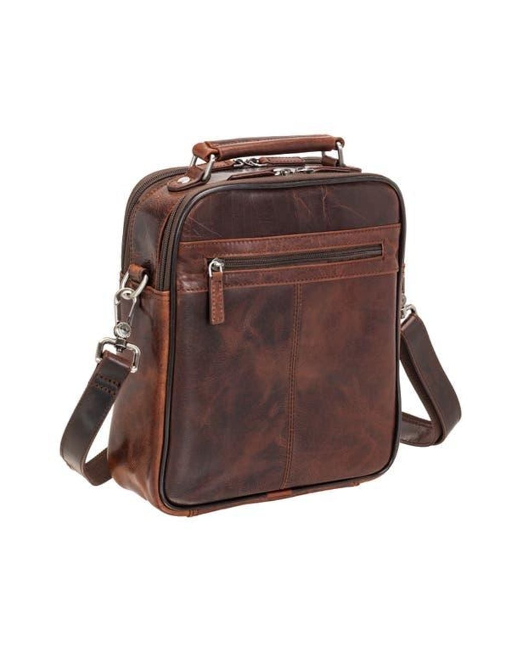Mancini Brown Buffalo Double Compartment Bag for men