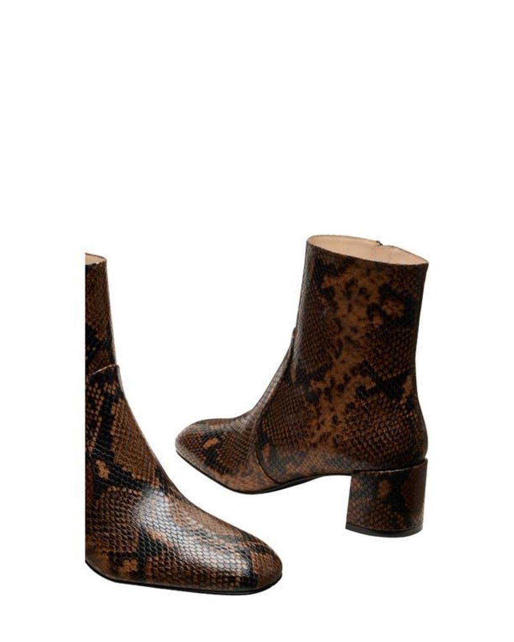 Stuart Weitzman Brown Maeve Snakeskin Embossed Bootie