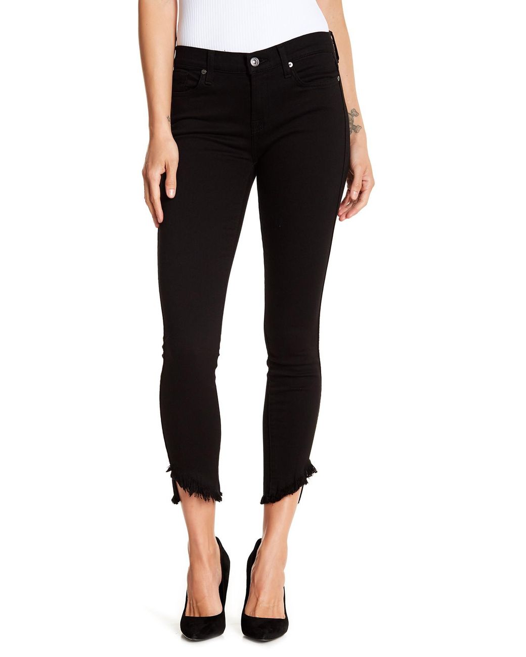 Gwen Frayed Angled Hem Skinny Jeans 