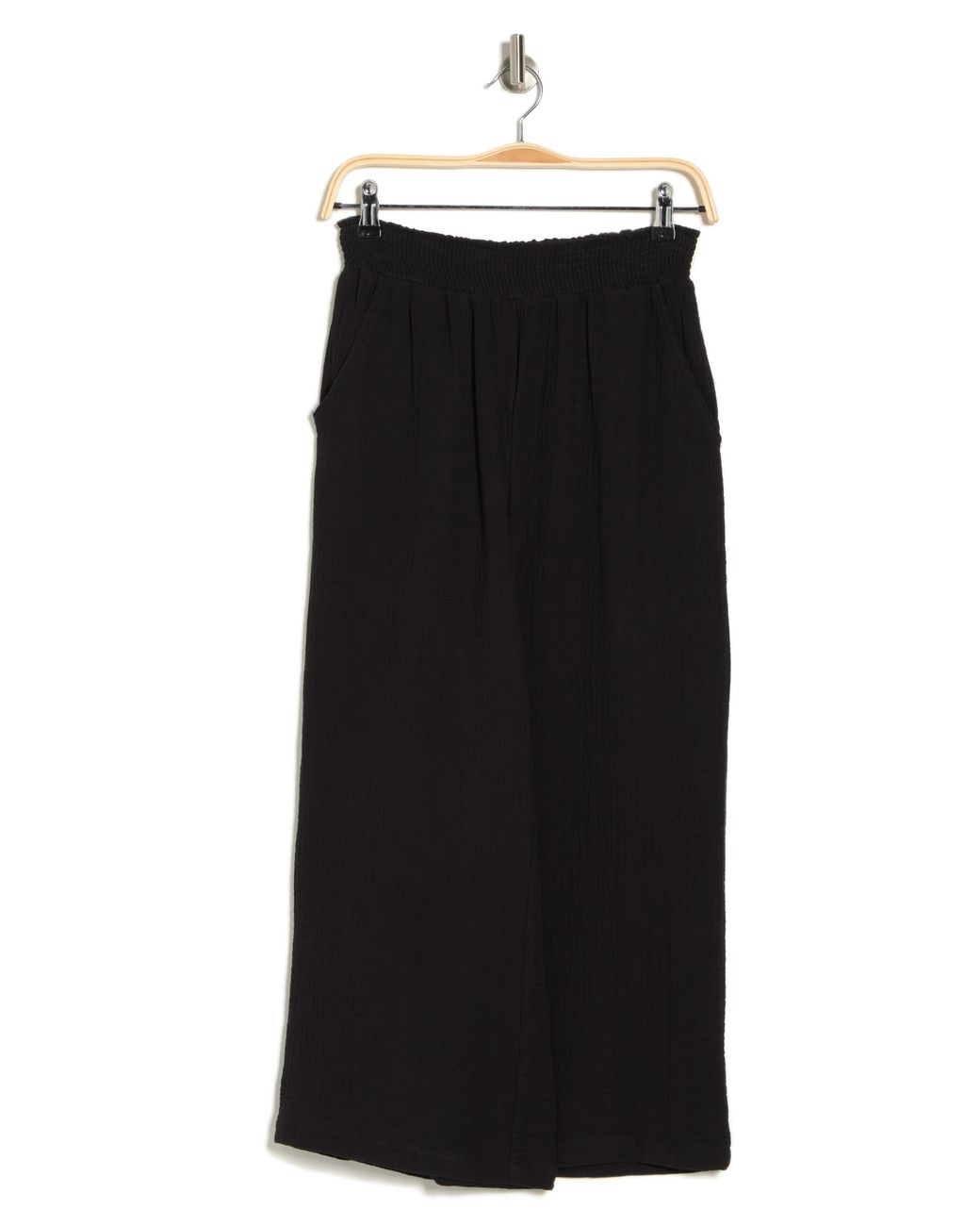 T Tahari Cotton Gauze Wide Leg Cropped Pants in Black Lyst