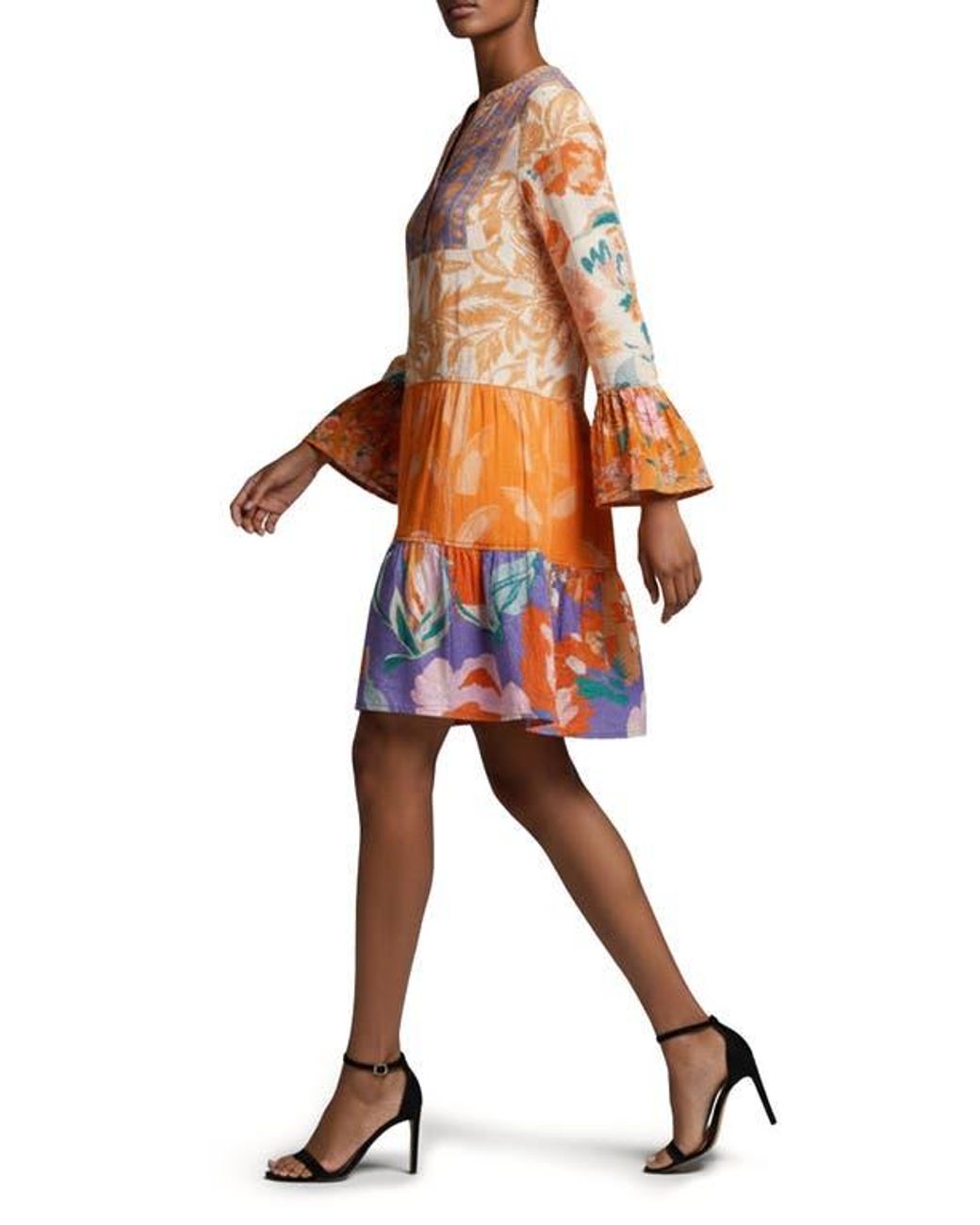 Saachi Orange Patchwork Cotton Tunic
