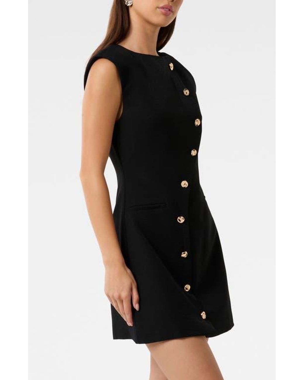 EVER NEW Julieta Asymmetric Button Sleeveless Minidress in