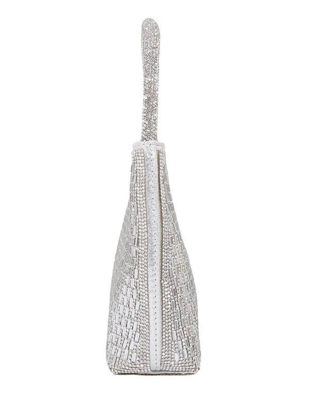 BERNESS Gray Rhinestone Beaded Shoulder Bag