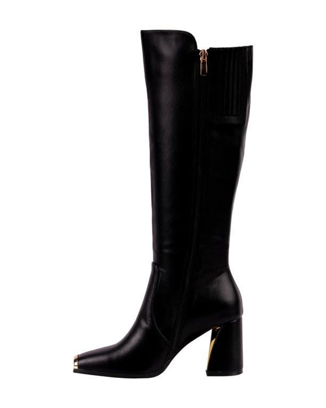 Ninety Union Black Link Nipped Toe Knee High Boot