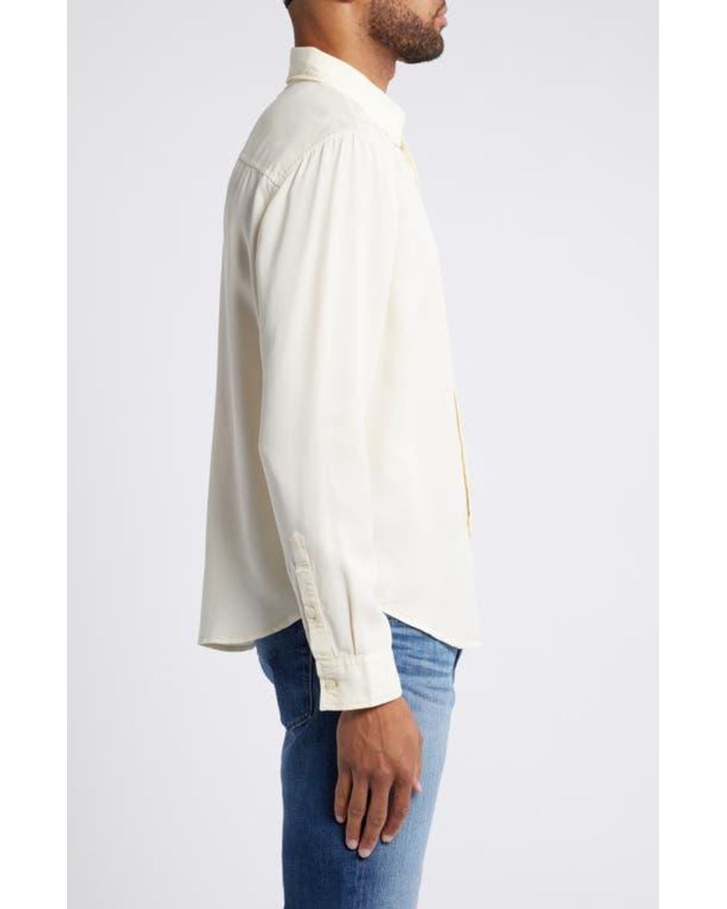AG Jeans White Aiden Solid Lyocell Button-Up Shirt for men