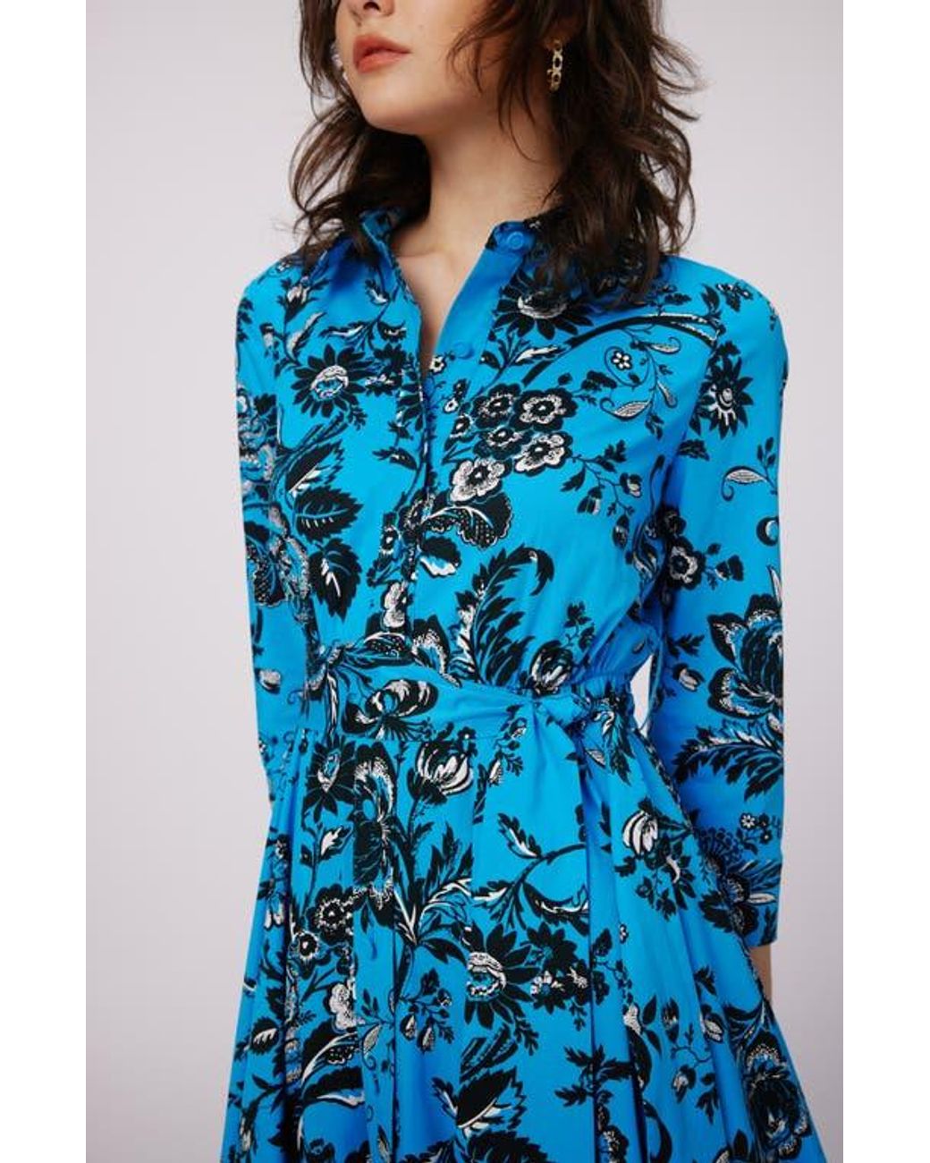 Diane von Furstenberg Blue Blaine Floral Shirtdress