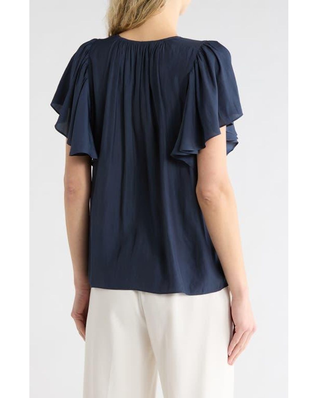 Ramy Brook Blue Bronta V-Neck Top