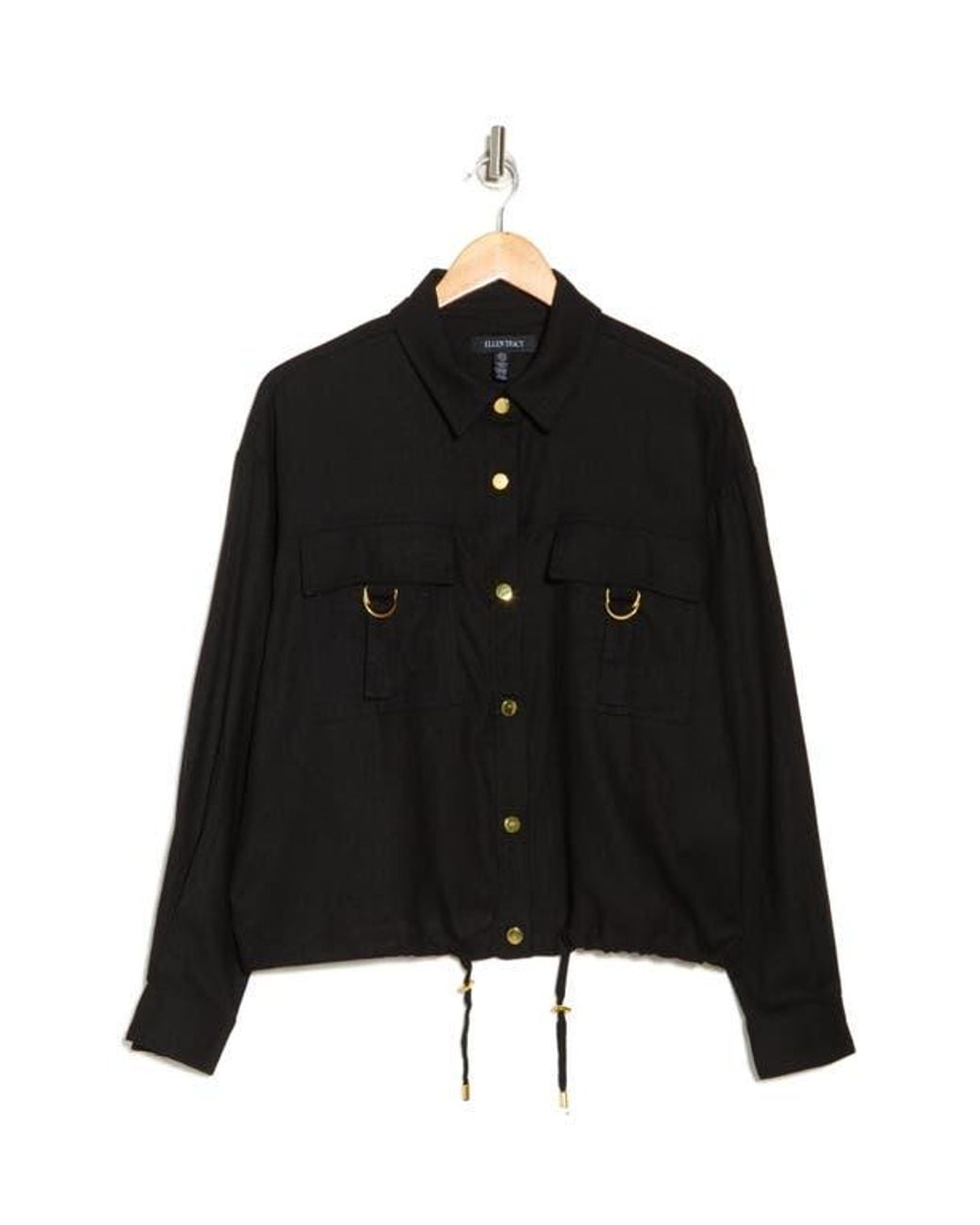 Ellen Tracy Black Crop Safari Jacket