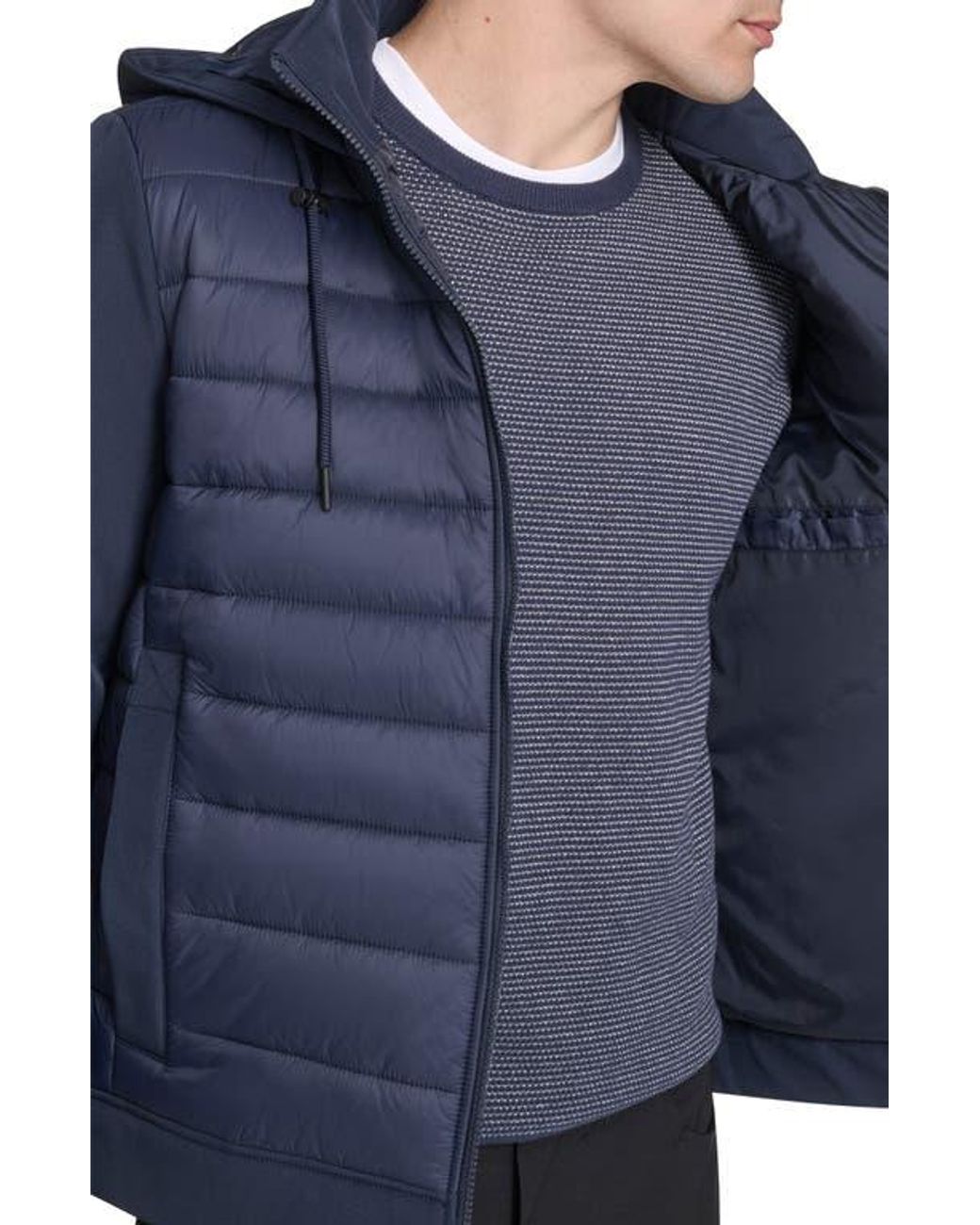 Kenneth Cole Blue Quilted Zip-Up Jacket for men