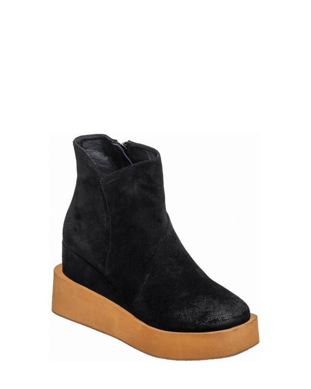 Antelope Black Suede Platform Wedge Boot