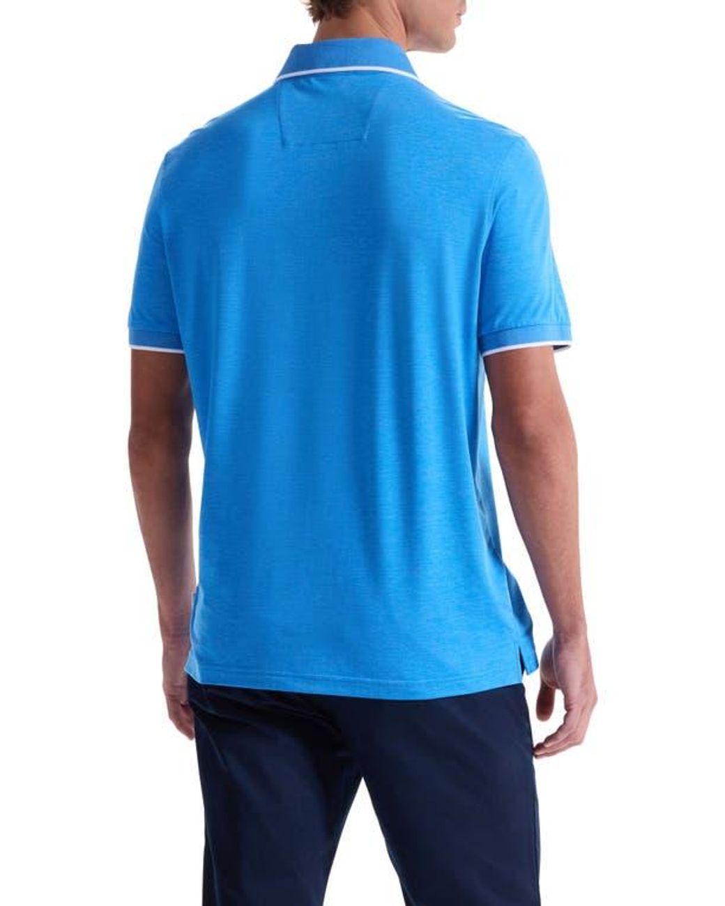 Bugatchi Blue Three-Button Performance Polo for men