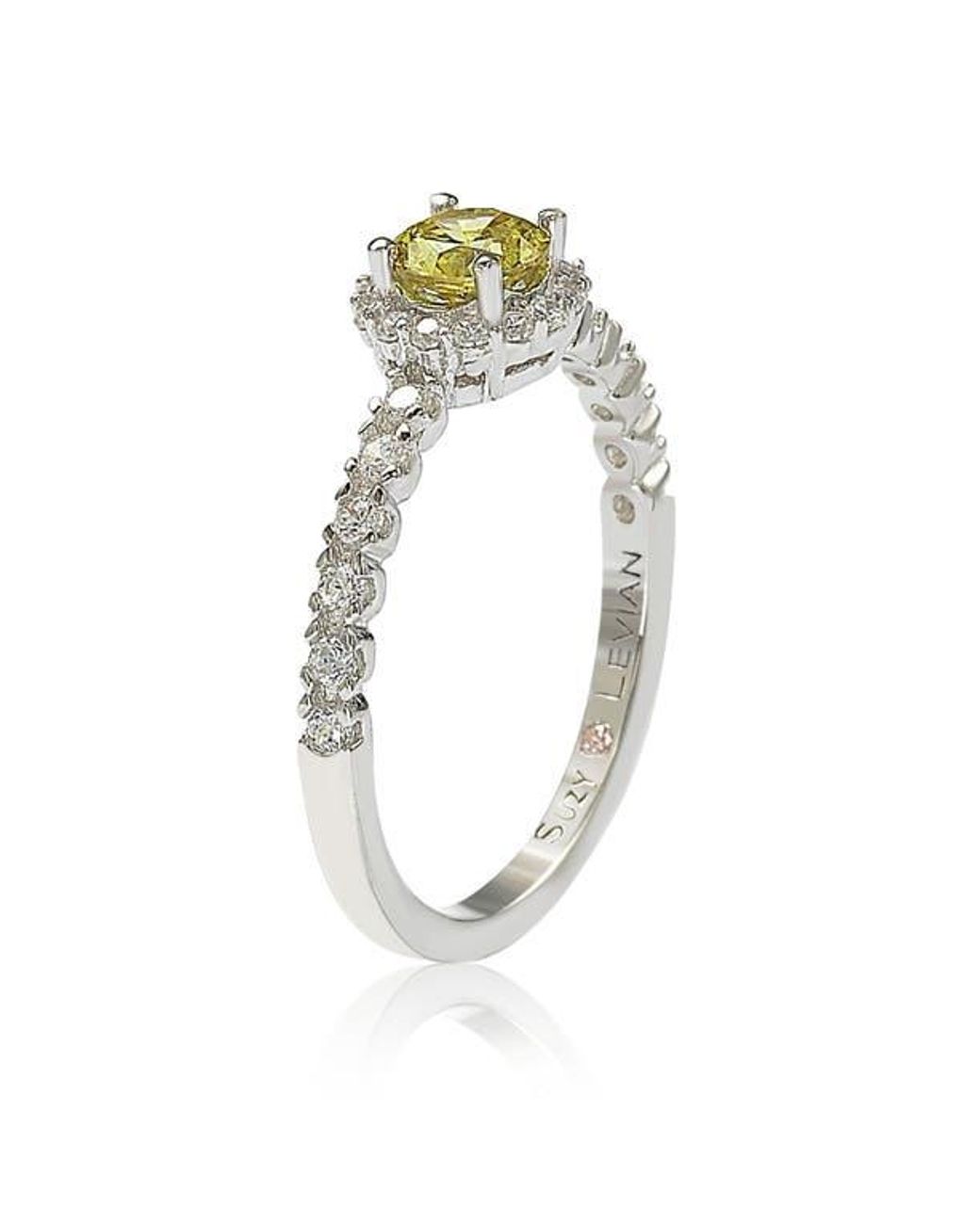 Suzy Levian Metallic Halo Sapphire Bridal Ring