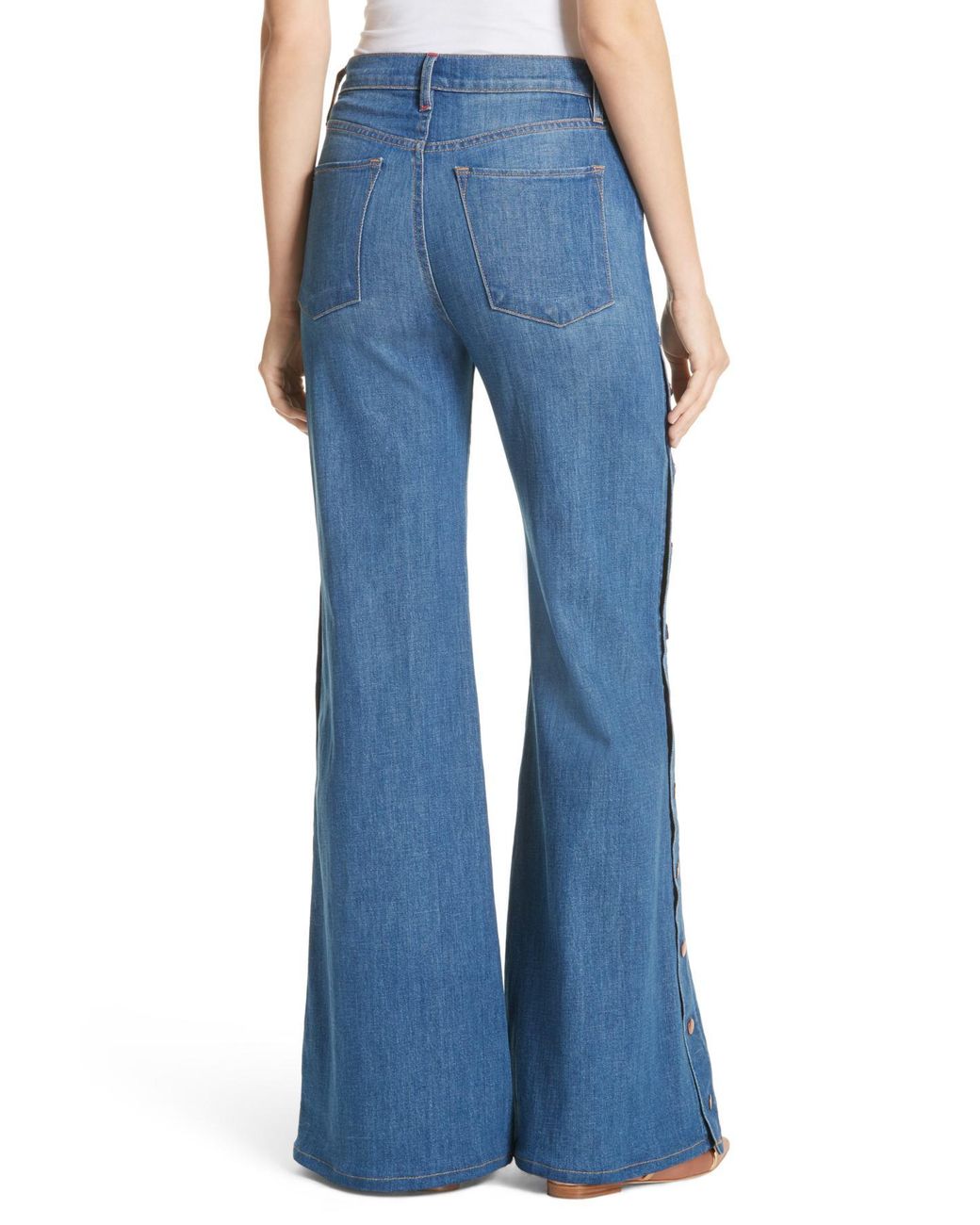 Snap Side Flare Leg Jeans 