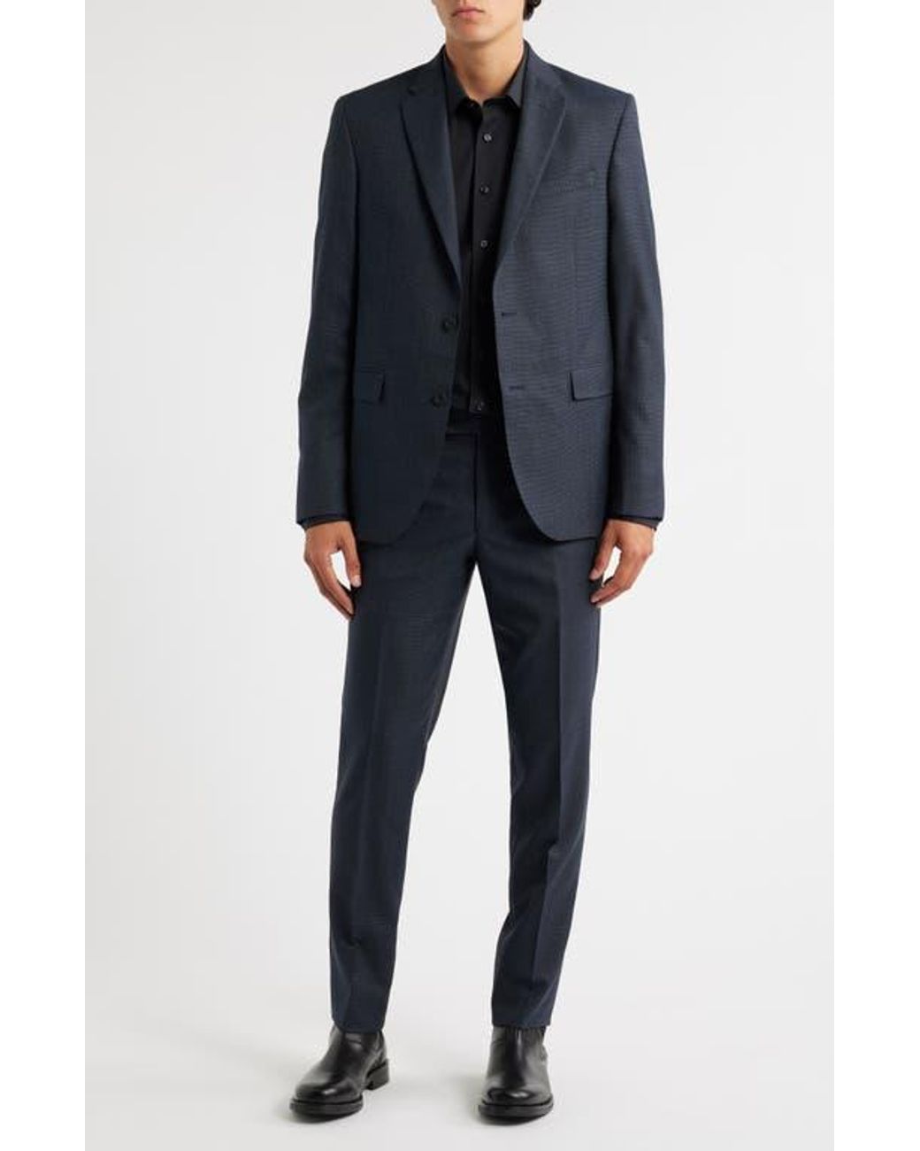 AllSaints Blue Ross Slim Fit Solid Wool Suit for men