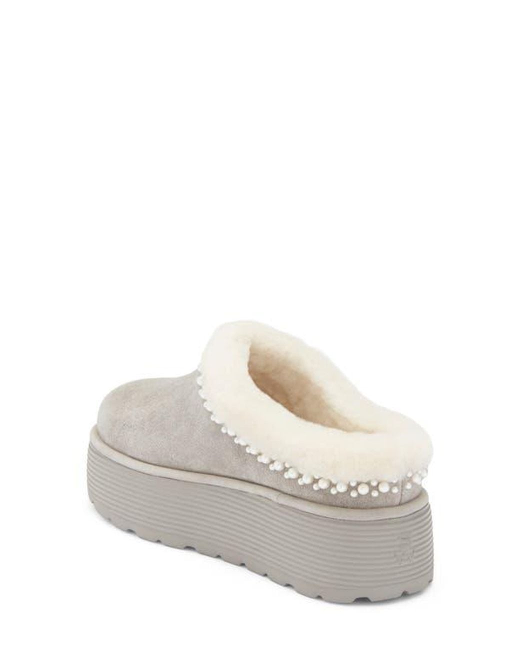 Stuart Weitzman Gray Nellie Genuine Shearling Platform Clog