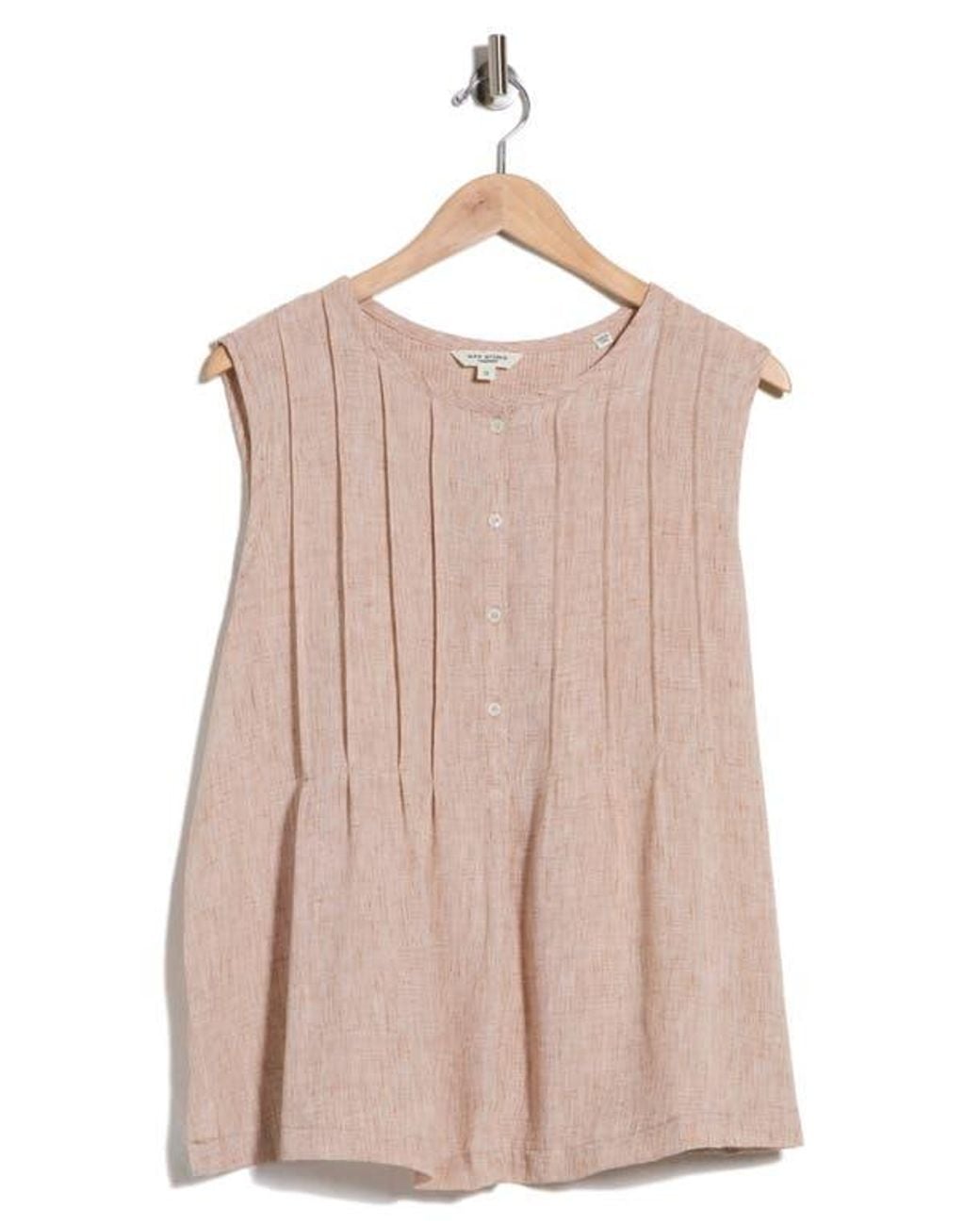 Max Studio Pink Crinkle Pintuck Top