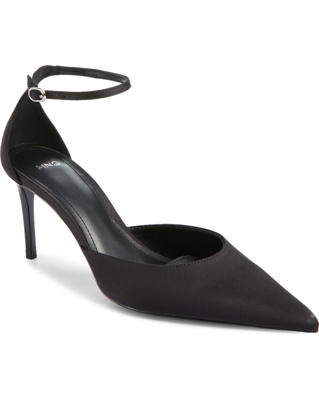 Mango Black Satin Court Pump