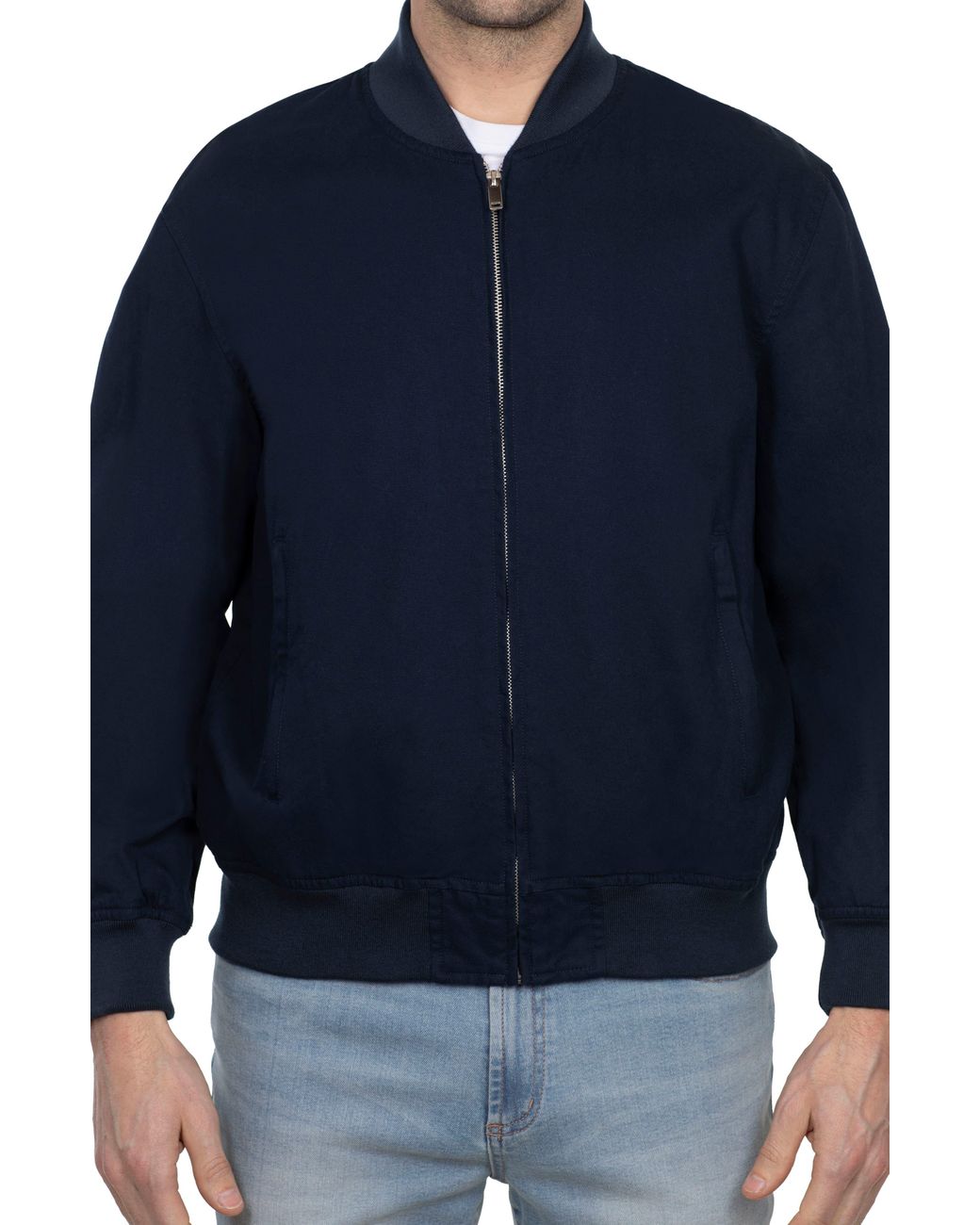 Slate & Stone Cotton Solid Bomber Jacket in Dark Navy (Blue) for Men - Lyst