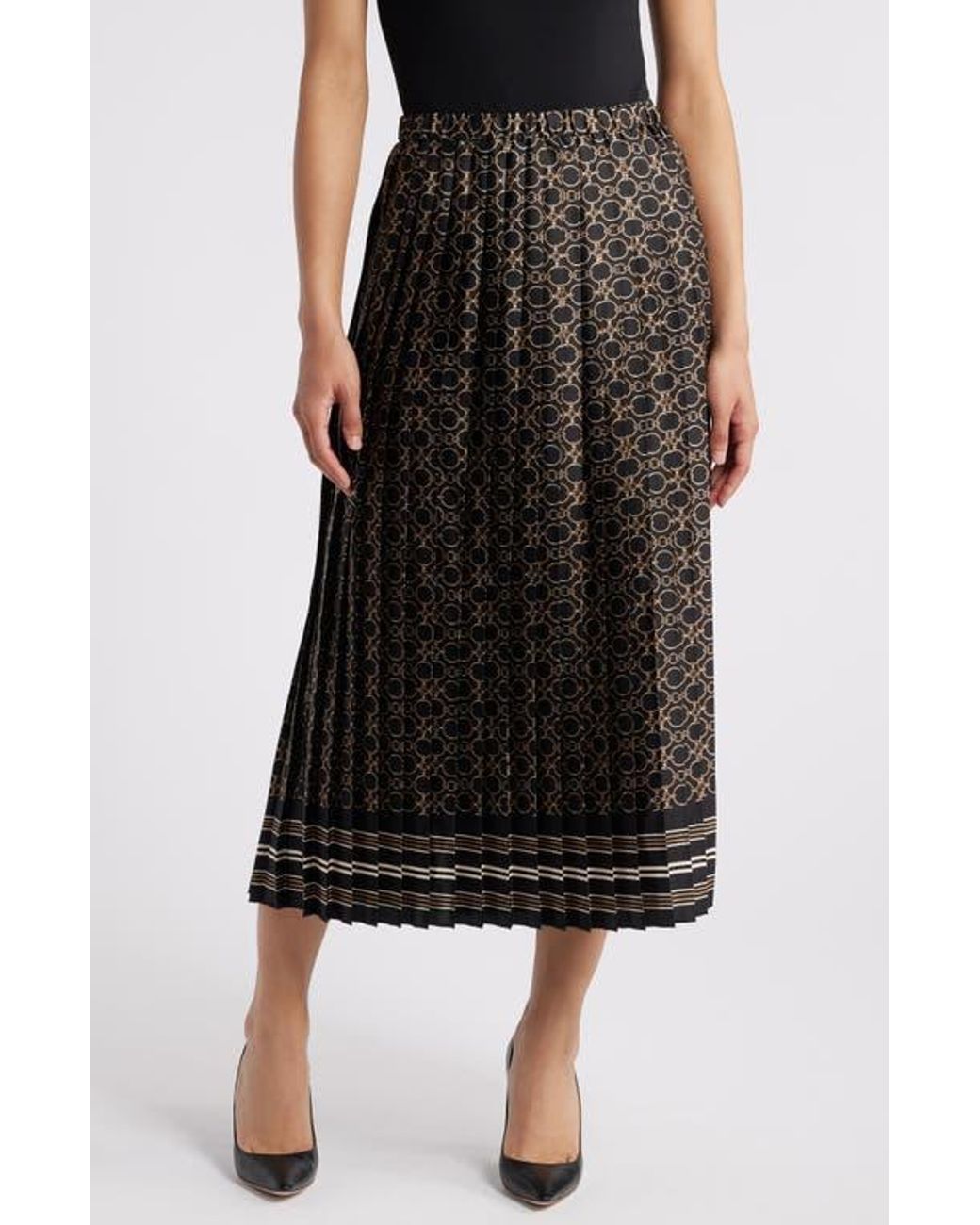 Ansley Checkerboard Black Midi Knitted Skirt