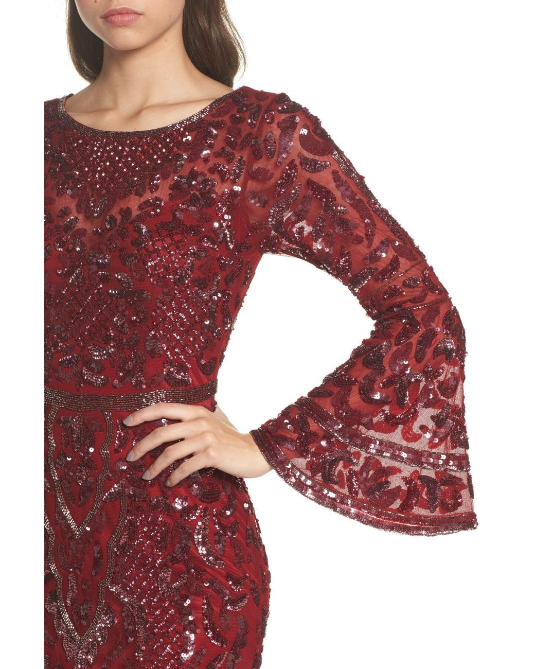 Mac Duggal Sequin Bell Sleeve Gown in 