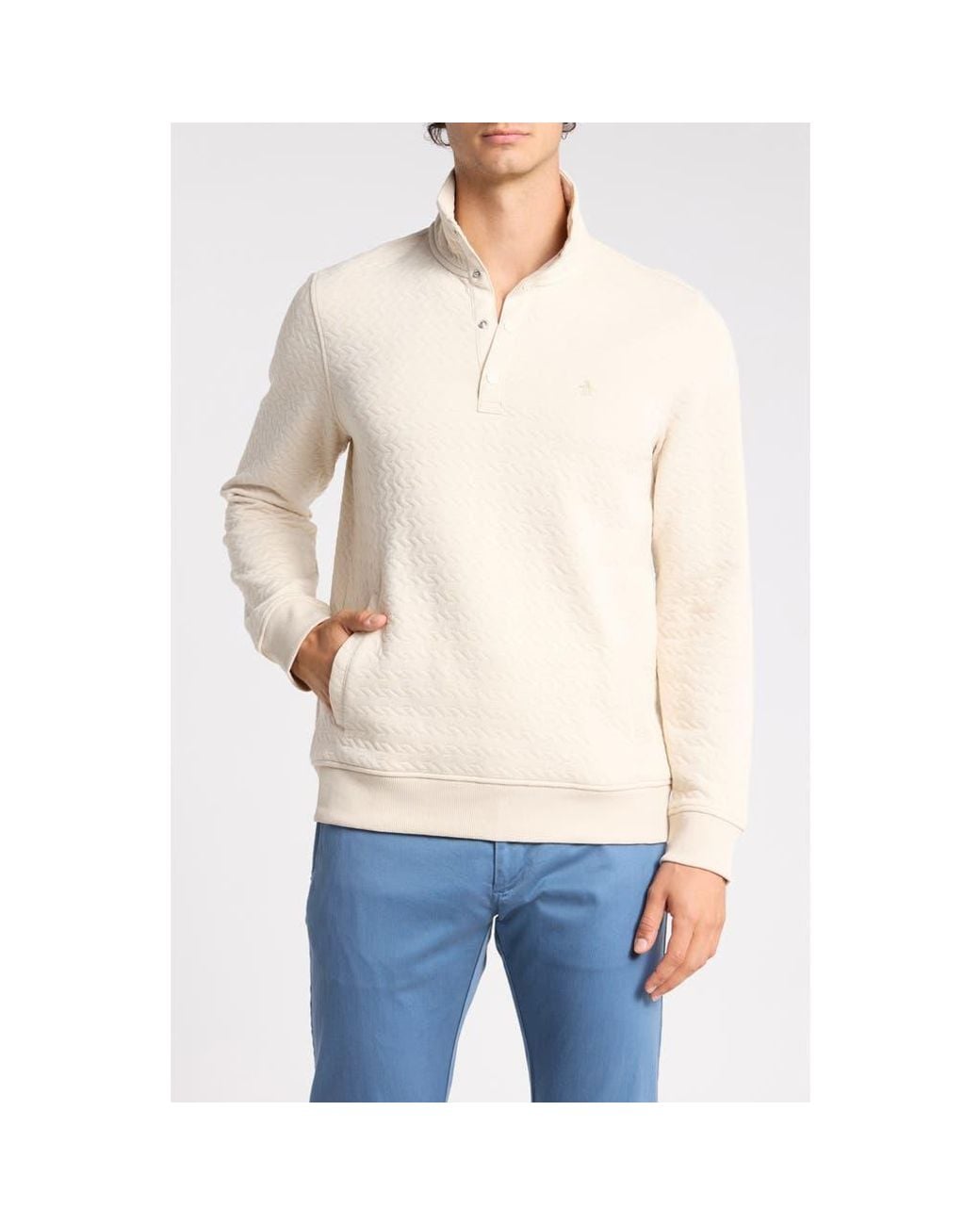 Original Penguin White Quilted Quarter-Snap Pullover for men