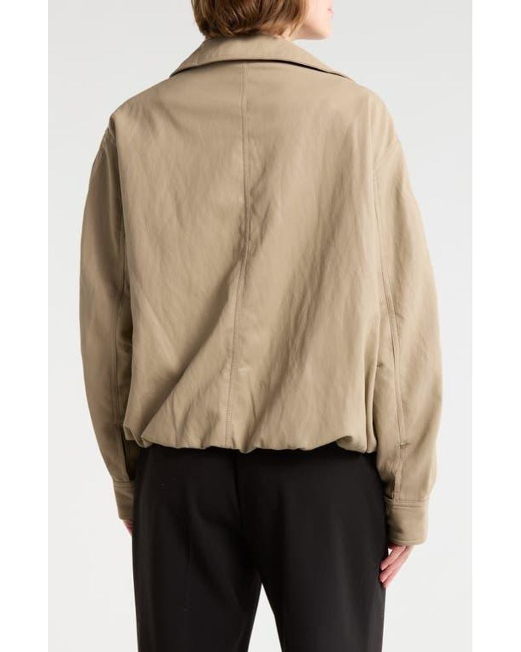 Max Studio Natural Faux Leather Bomber Jacket