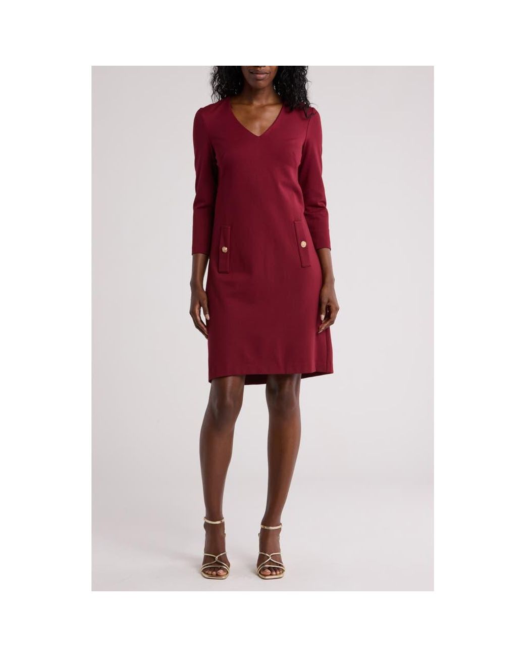 Eliza J Button Pocket Shift Dress in Red Lyst