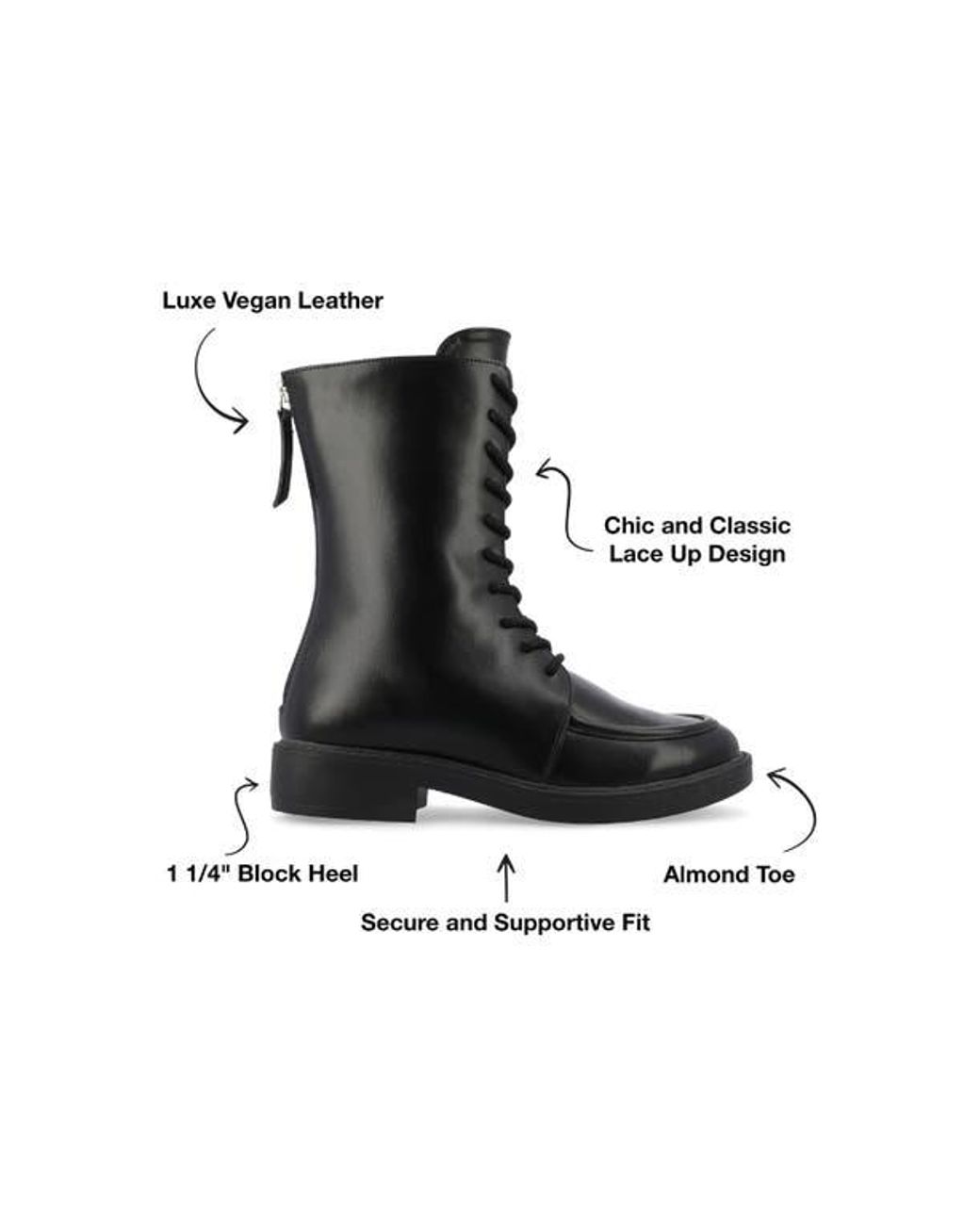 Journee Collection Black Nikks Combat Boot