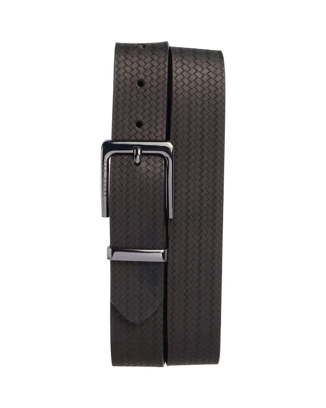 Ted Baker Black Reversible Embossed Leather Belt for men