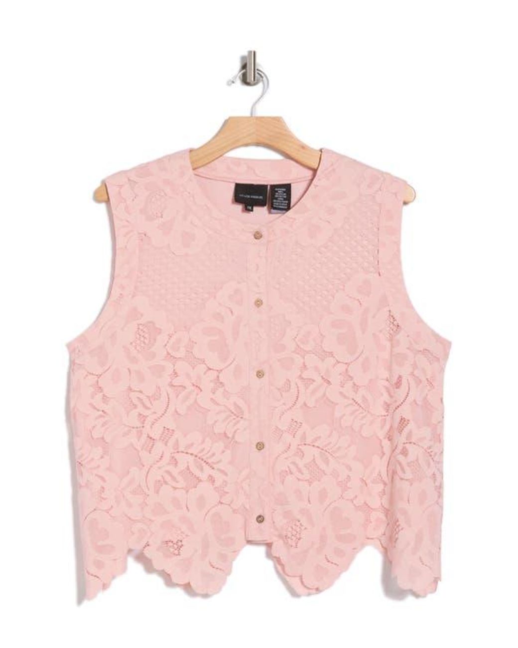 Forgotten Grace Pink Lace Button Tank