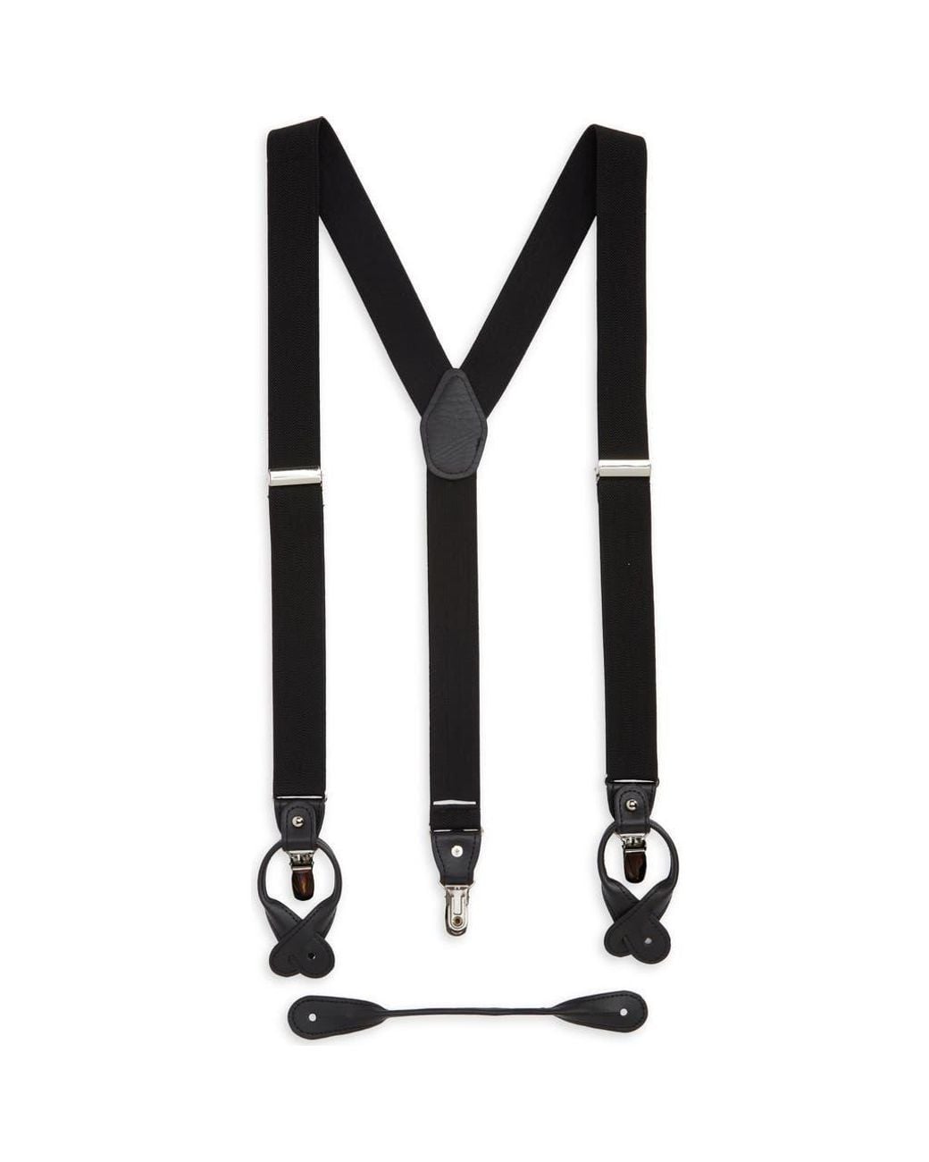 Ike Behar Black Ib Herringbone Suspenders for men