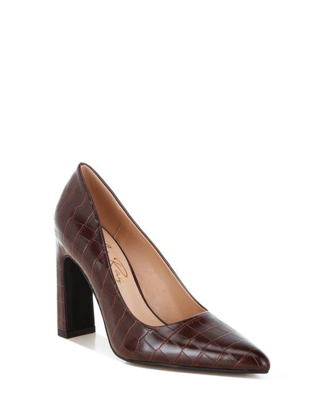 LONDON RAG Brown Scheba Croc Embossed Pump