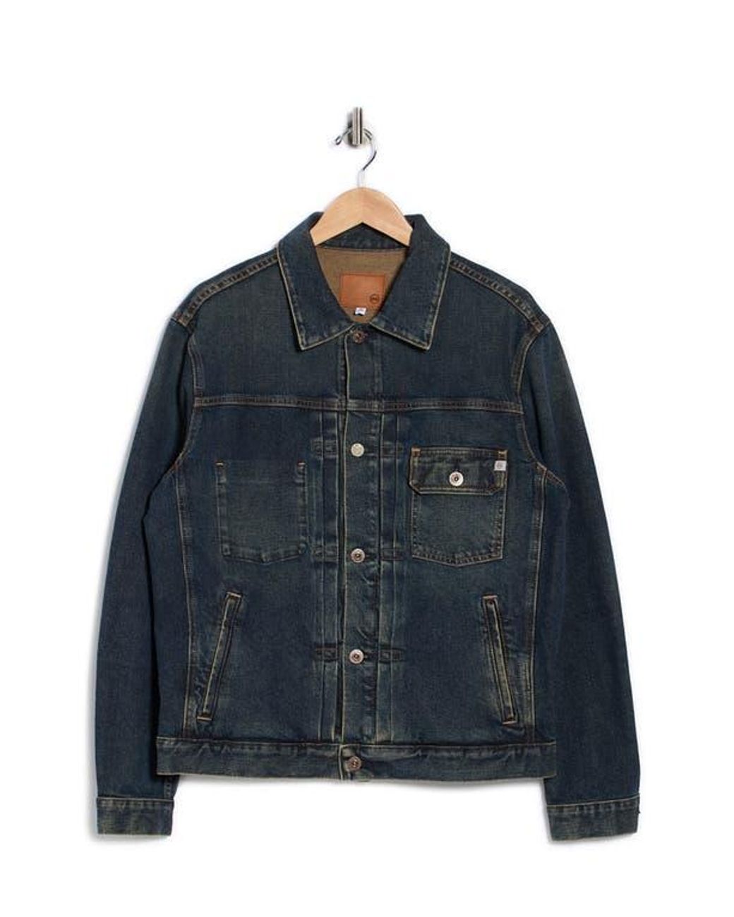 AG Adriano Goldschmied Men's Sid Pleated Denim Trucker Jacket