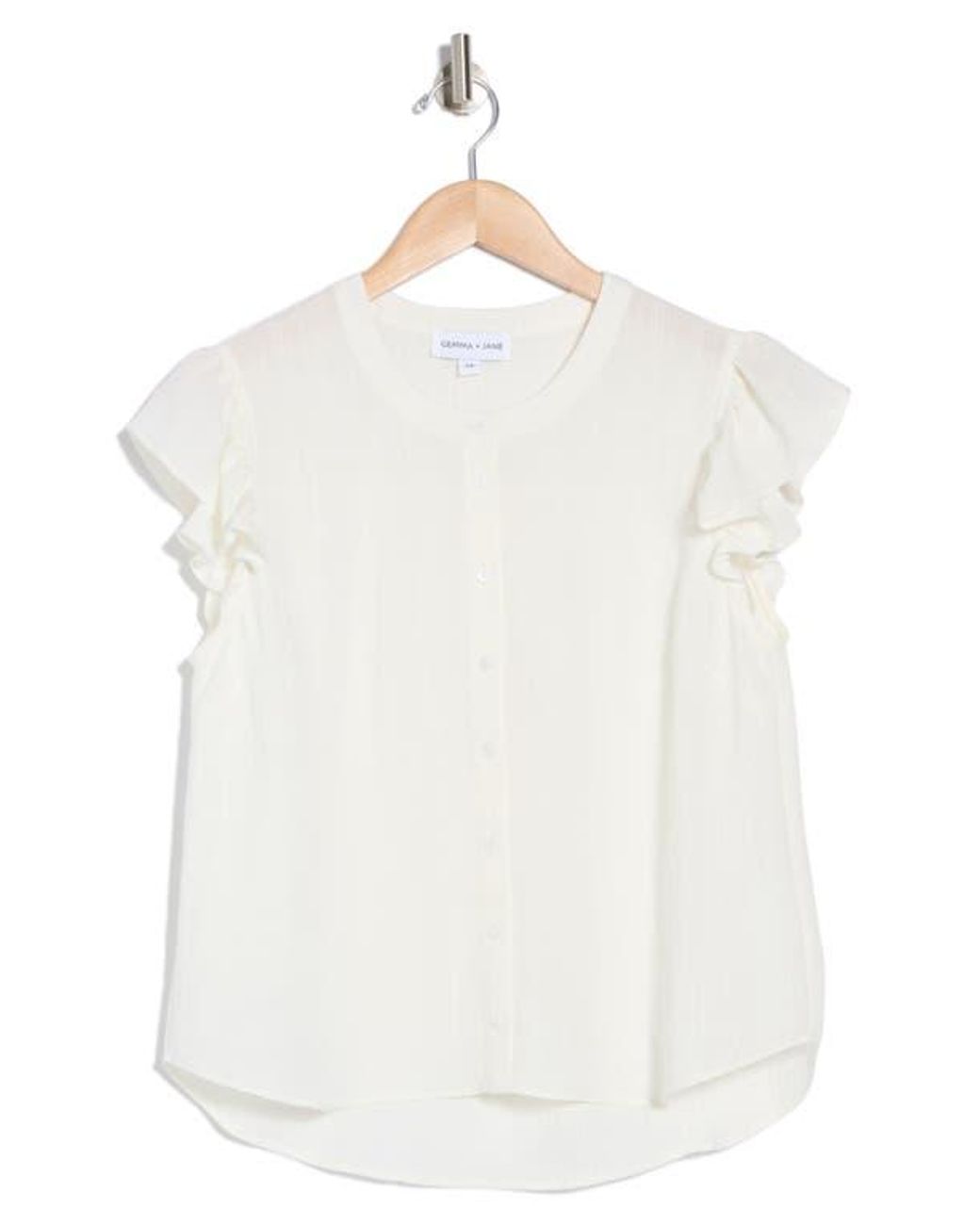 Gemma  Jane White Ruffled Button-Up Shirt