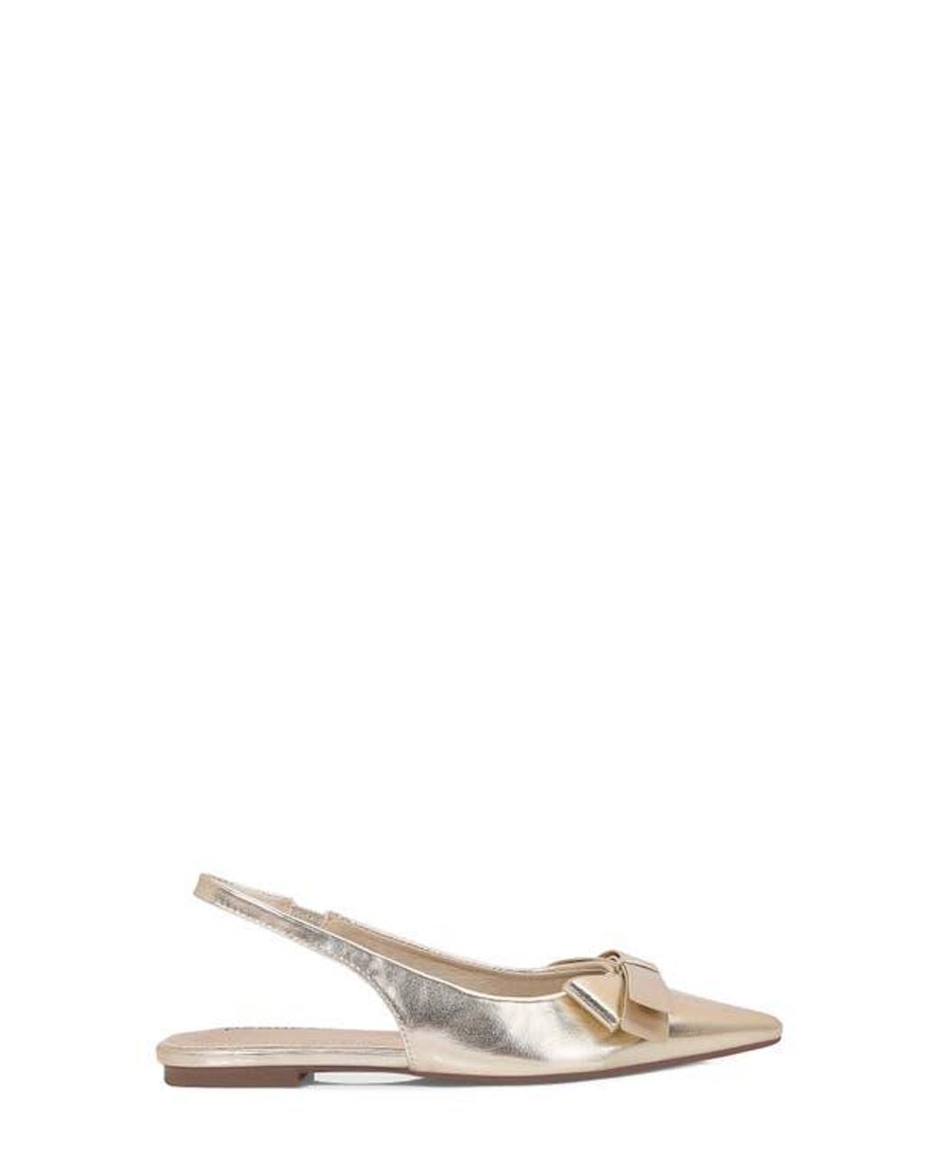 BERNESS White Cinnamon Bow Slingback Flat