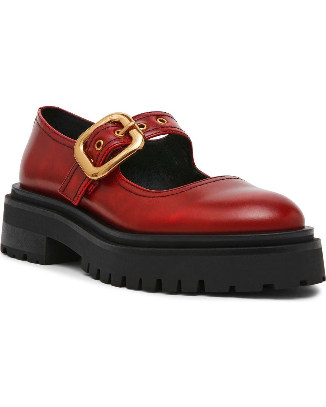 Steve Madden Lyndon Lug Sole Mary Jane in Red | Lyst