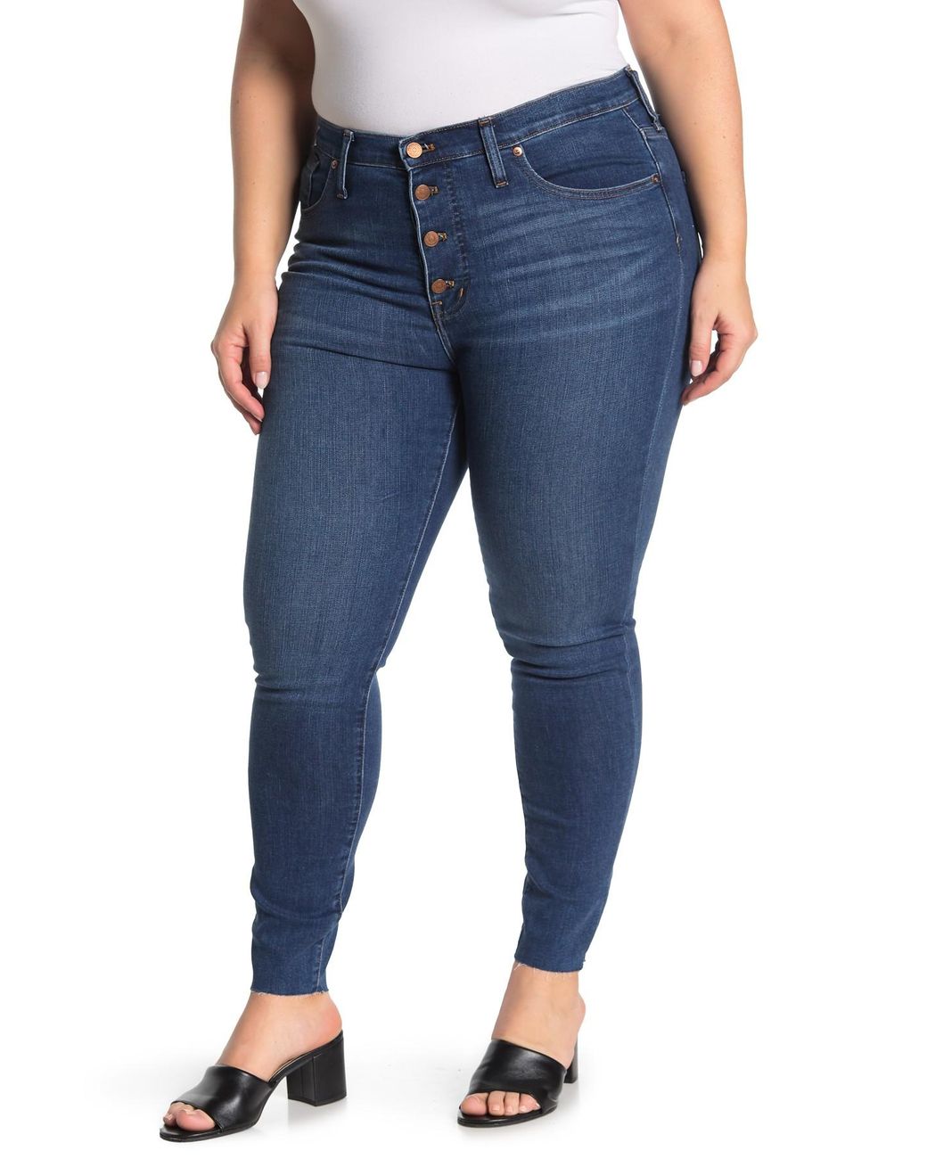 Madewell Denim Button Fly Mid Rise Skinny Jeans in Blue Lyst
