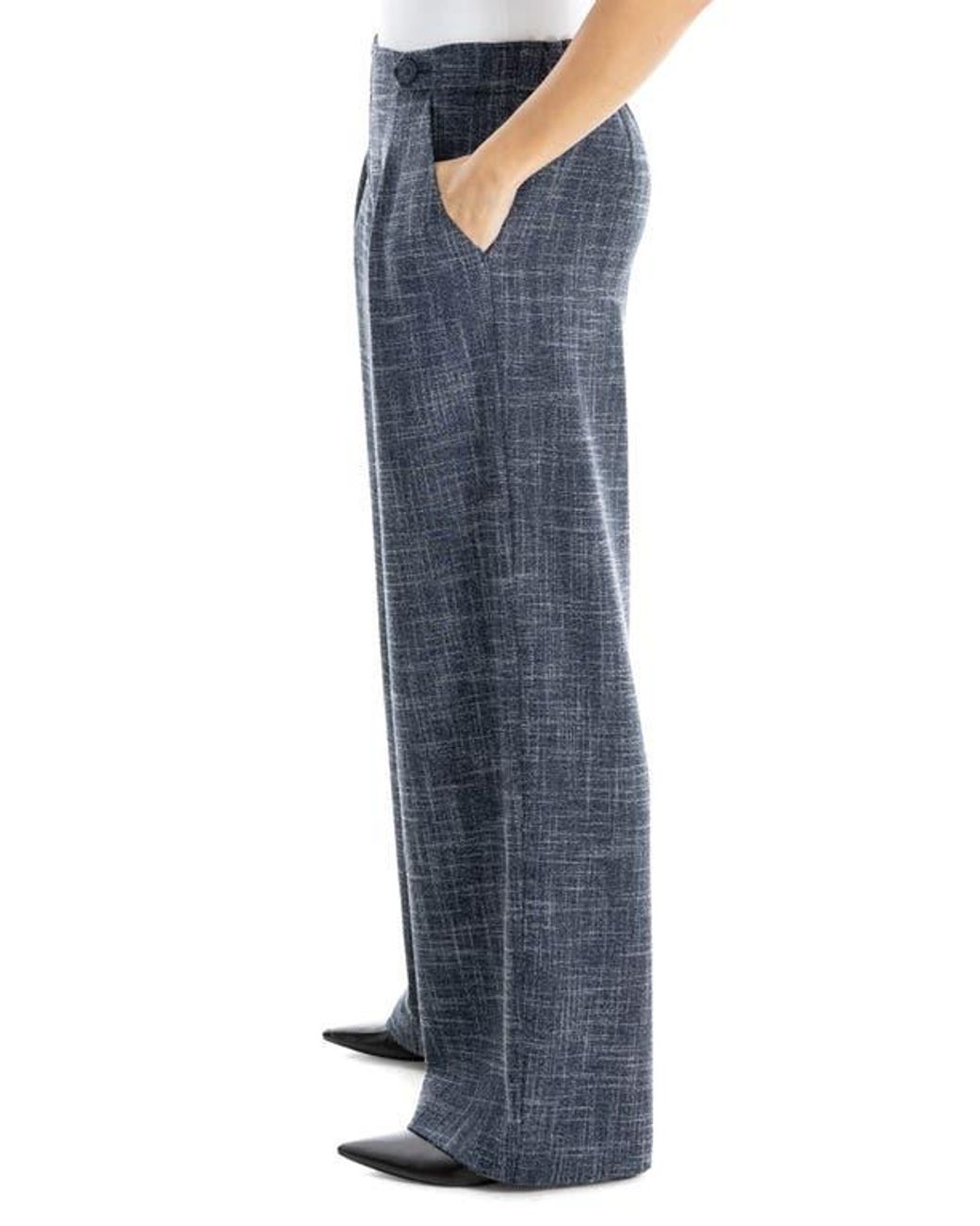 Max Studio Blue Soft Pleat Front Trousers