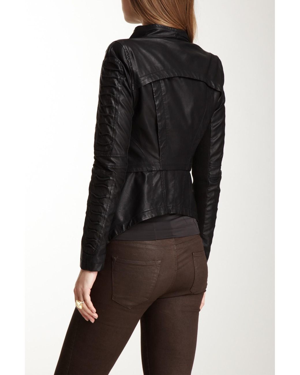 Gracia Cotton Faux Leather Jacket in Black | Lyst