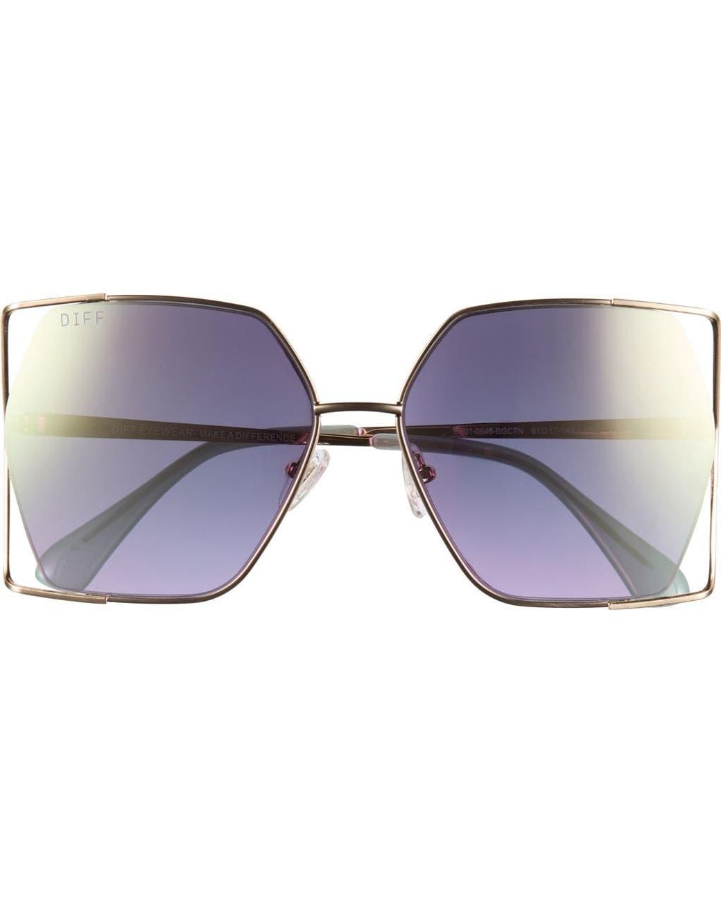 DIFF Purple Dawn 61Mm Square Sunglasses for men