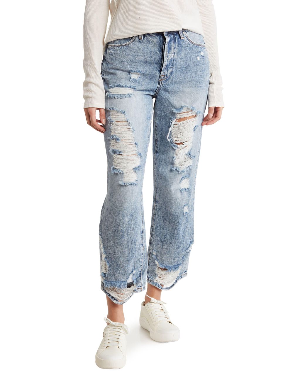 Blank NYC Baxter Ripped Straight Leg Jeans in Blue | Lyst